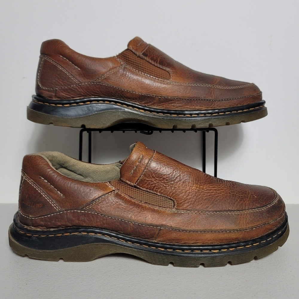 Dr. Martens Men’s Brown Leather Casual Slip On Shoes Round Toe Size 11M